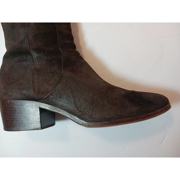 JIMMY CHOO Roughout Suede Knee High Brown Leather Riding Boots Size 6 US 36.5 EU - Picture 12 of 16